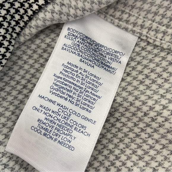 CHAPS BLACK/WHITE HOUNDSTOOTH NO IRON 100% COTTON BUTTON DOWN SHIRT, PETITE MED - Picture 10 of 10